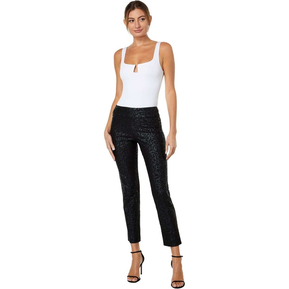 KRAZY LARRY Pull On Ankle Pants 14 Black Animal Print Skinny Stretch Bold Edgy